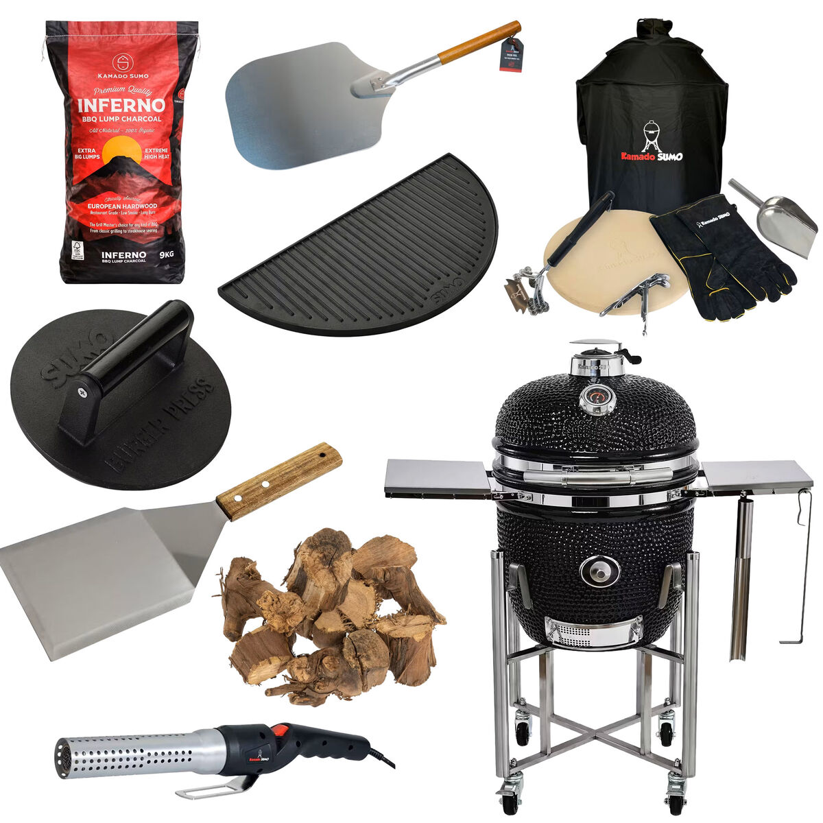 Kamado Sumo Signature Midi — kamado-grilli ja laaja grillipaketti