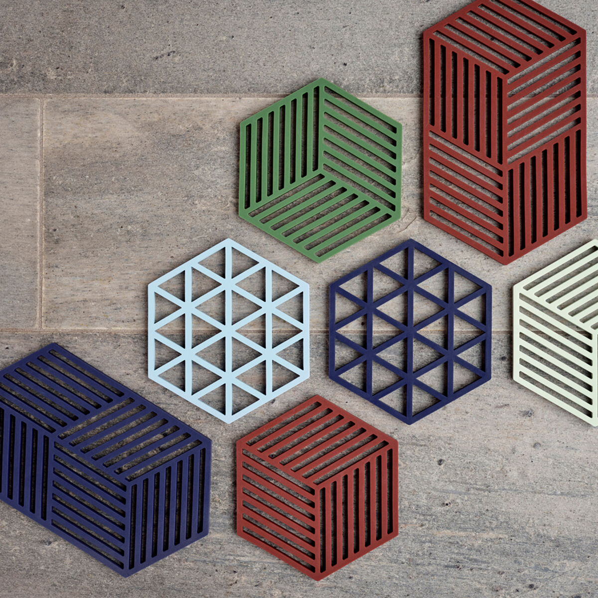 Hexagon grydeunderlag 16 cm, bordeaux