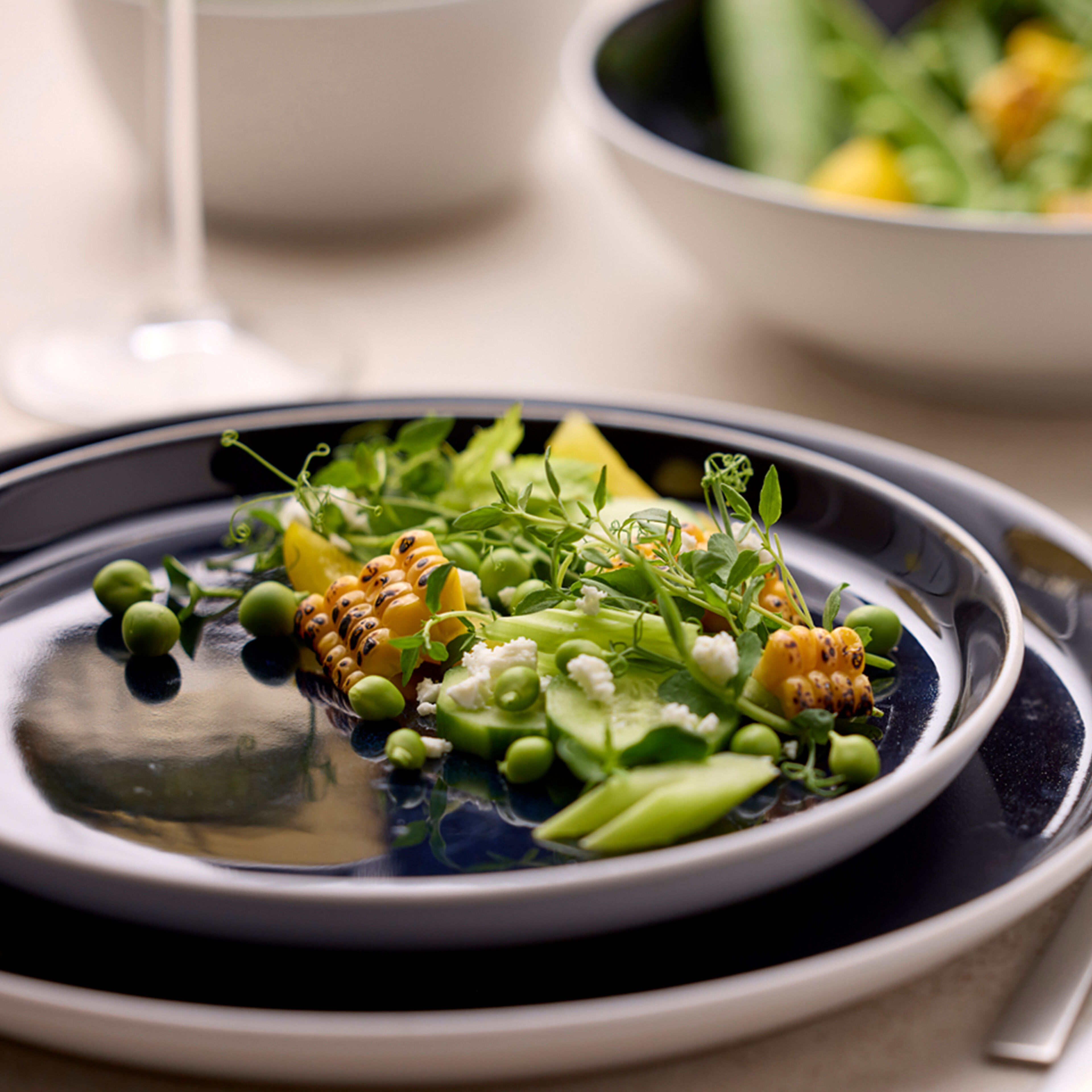 Gastro middagstallerken 27 cm, hvid/mørkeblå