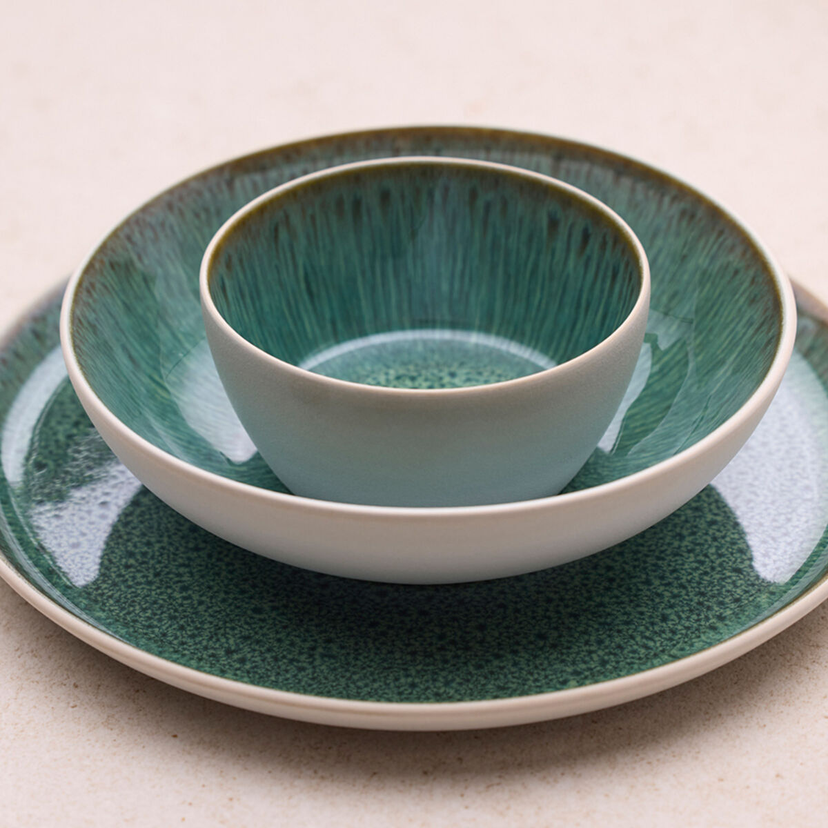 Gastro skål 12 cm, vit/grön