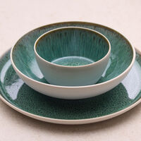 Gastro skål 12 cm, vit/grön
