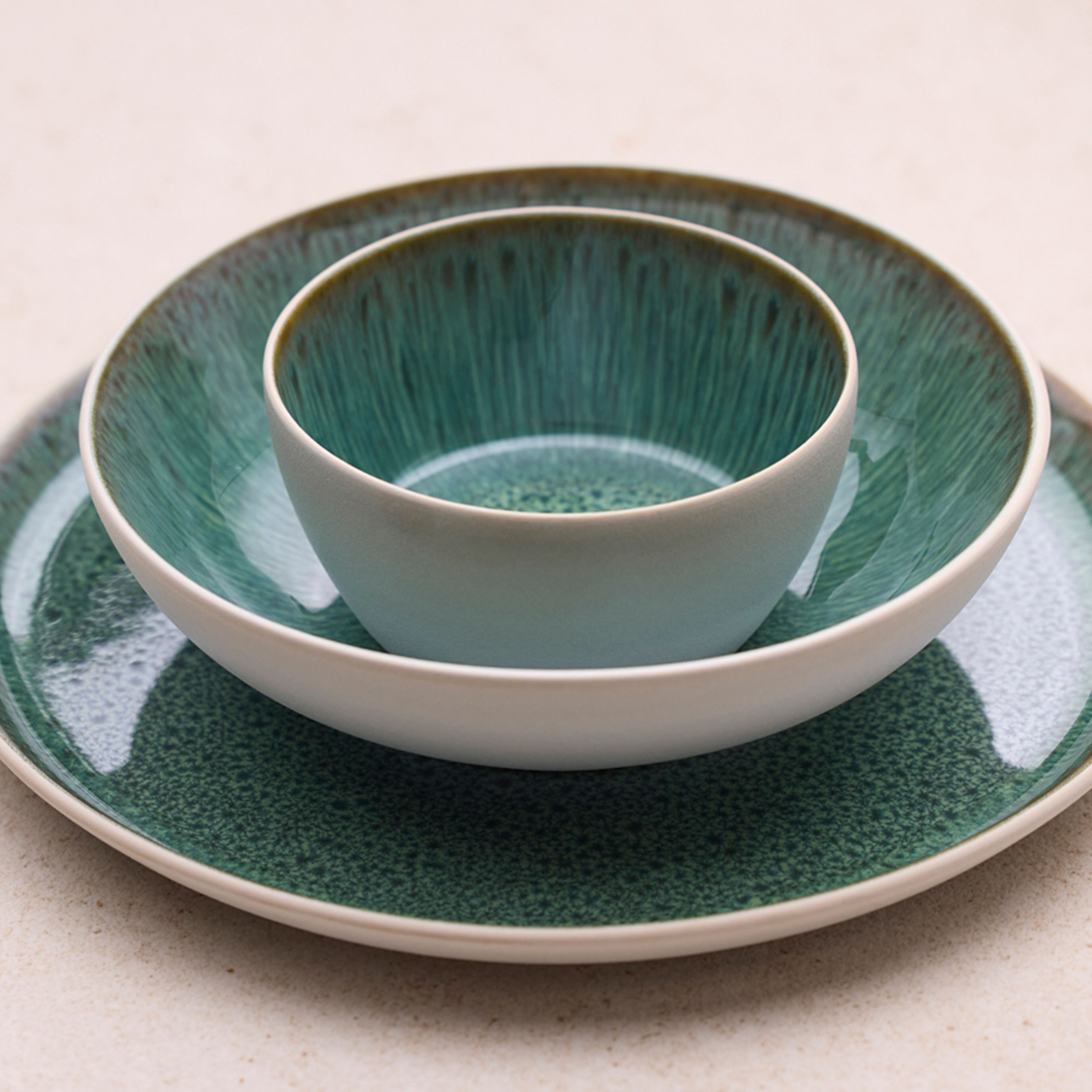 Gastro skål 12 cm, vit/grön