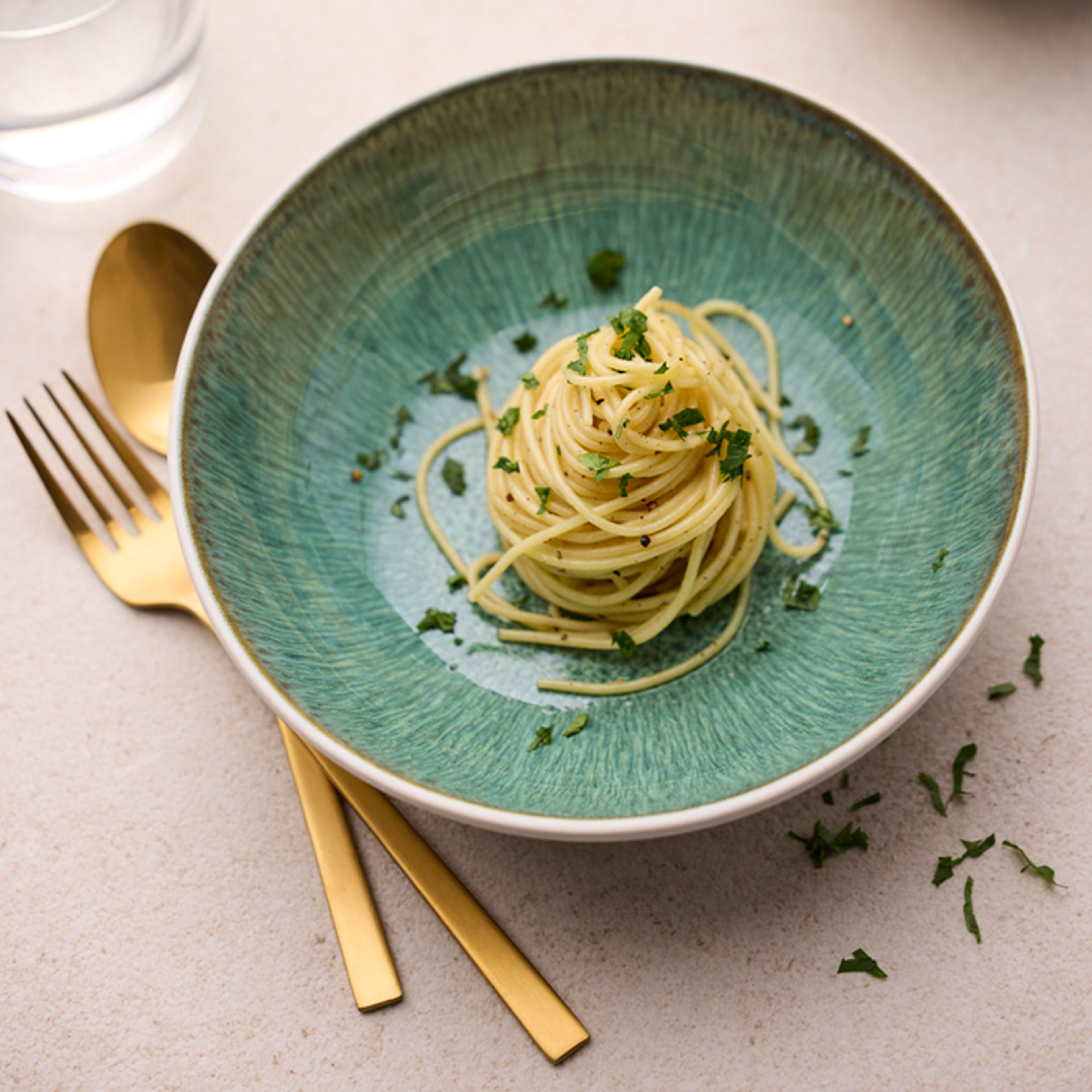 Gastro pastaskål 20 cm, hvid/grøn