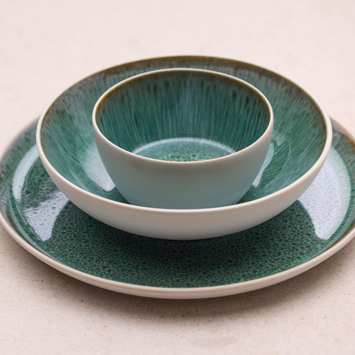 Gastro middagstallerken 27 cm, hvid/grøn