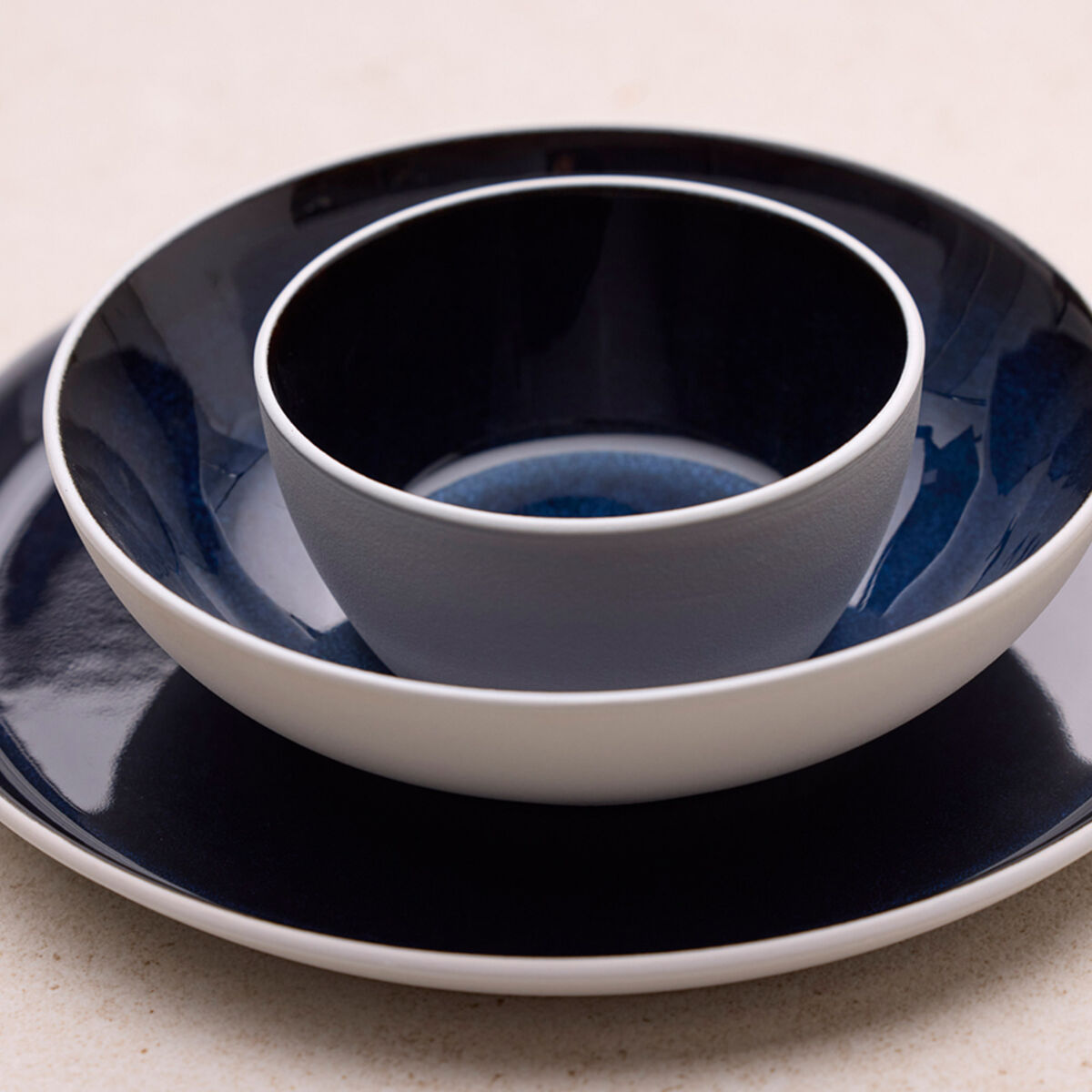 Gastro skål 12 cm, vit/mörkblå
