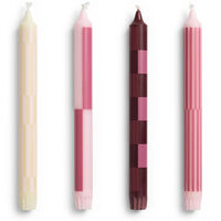 Mönstrade kronljus 4-pack, rosa/bordeaux