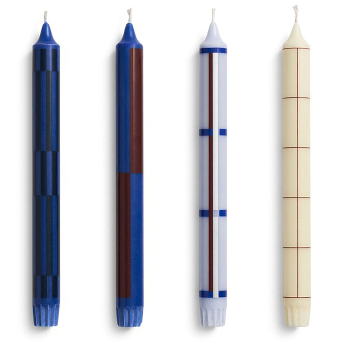 Mönstrade kronljus 4-pack, blå/silver