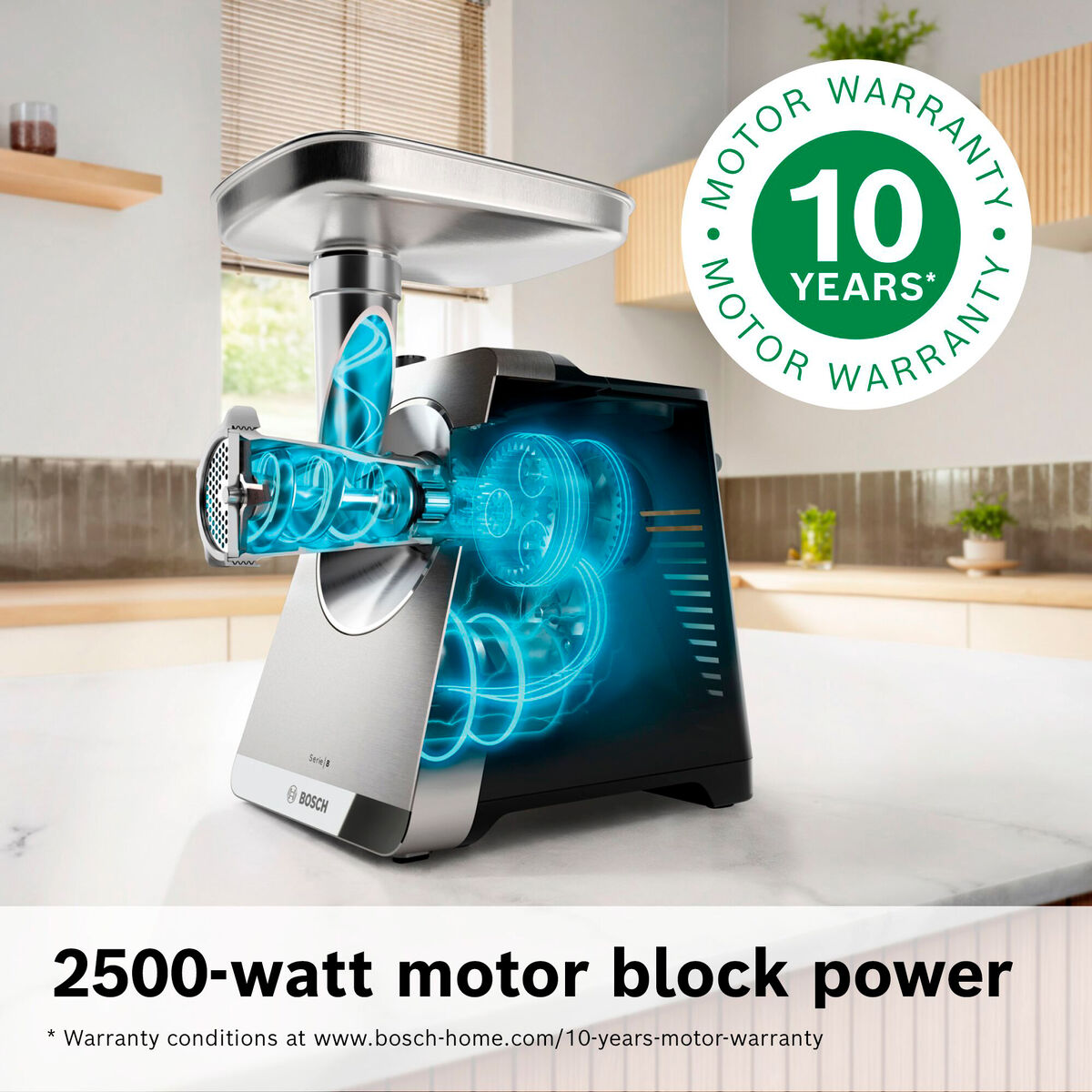 Multipower Series 8 MFWS860M kødhakker med ekstra tilbehør, rustfrit stål