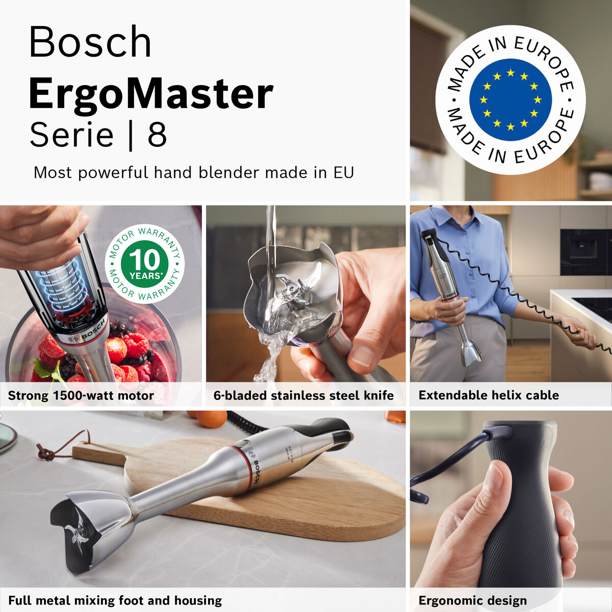 ErgoMaster Serie 8 MSM8M934 stavmixer, rostfritt stål