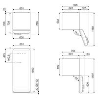 Smeg FAB28RMLM6 – 153 cm køleskab med fryserum, højrehængt, Moonlight mat