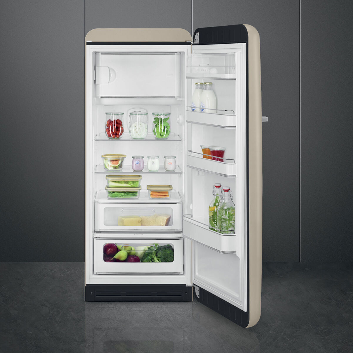 Smeg FAB28RMLM6 – 153 cm køleskab med fryserum, højrehængt, Moonlight mat