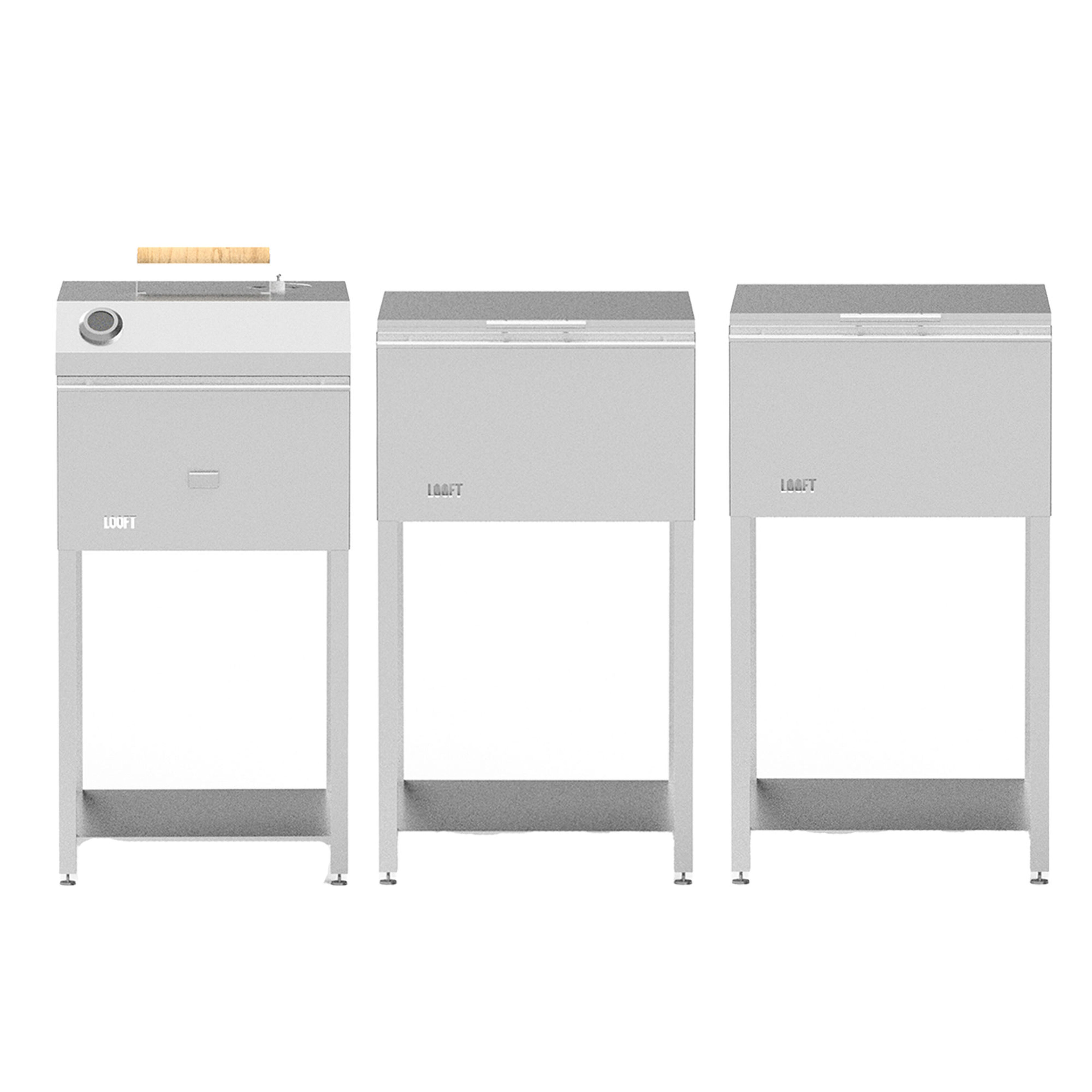 Looft Udendørskøkkenpakke A: kulgrill + 2 sideborde i rustfrit stål