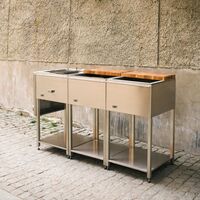 Looft Udendørskøkkenpakke A: kulgrill + 2 sideborde i rustfrit stål
