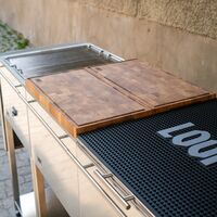 Looft Udendørskøkkenpakke A: kulgrill + 2 sideborde i rustfrit stål