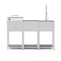 Looft Udendørs køkkenpakke B: kulgrill + sidobord + vask, rustfrit stål