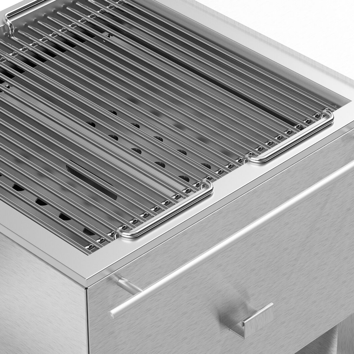 Looft Udekøkkenpakke C: kulgrill + 2 sideborde + vask, rustfrit stål