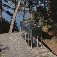 Looft Udekøkkenpakke C: kulgrill + 2 sideborde + vask, rustfrit stål