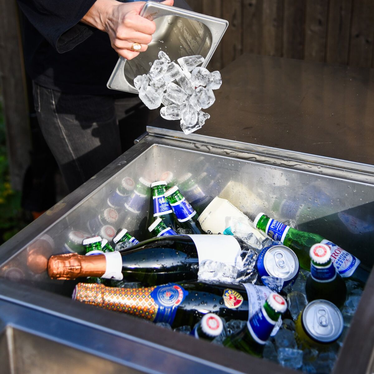Looft Udekøkkenpakke C: kulgrill + 2 sideborde + vask, rustfrit stål