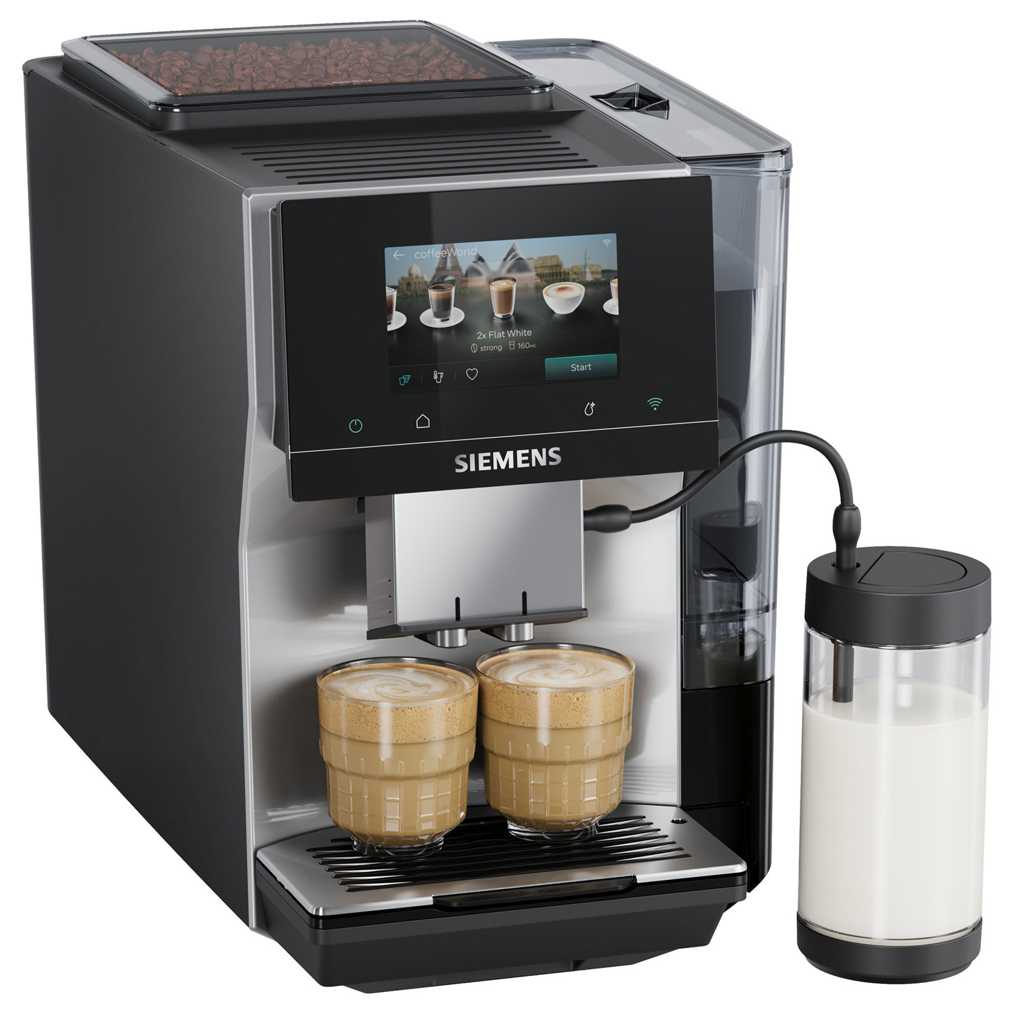 Siemens EQ700 iAroma TP725EM7 helautomatisk espressomaskin, rostfritt st&aring;l