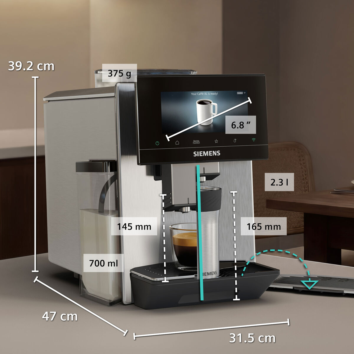 EQ900 iAroma TQ923E43 helautomatisk espressomaskin, inox