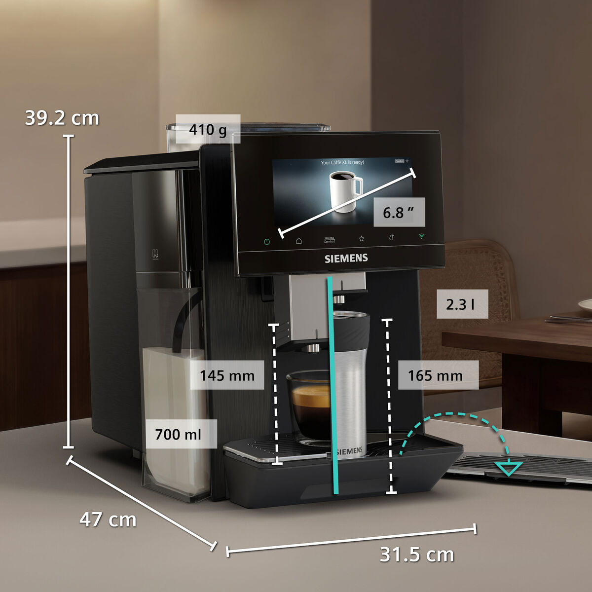EQ900 plus iAroma TQ925EZ5 fuldautomatisk espressomaskine, Dark Inox