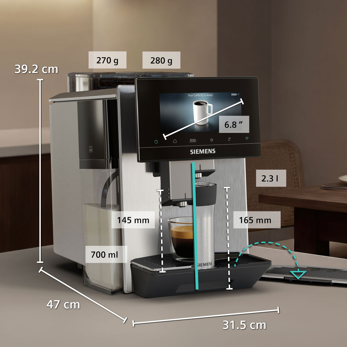 EQ900 Plus iAroma TQ927EZ3 helautomatisk espressomaskin, inox