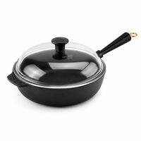 Gold traktørpande med glaslåg 25 cm, støbejern