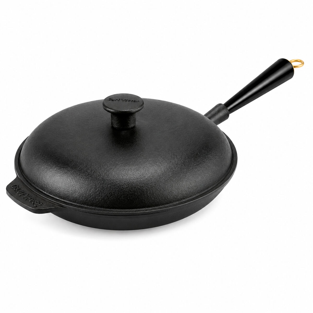 Gold stegepande med støbejernslåg 24 cm