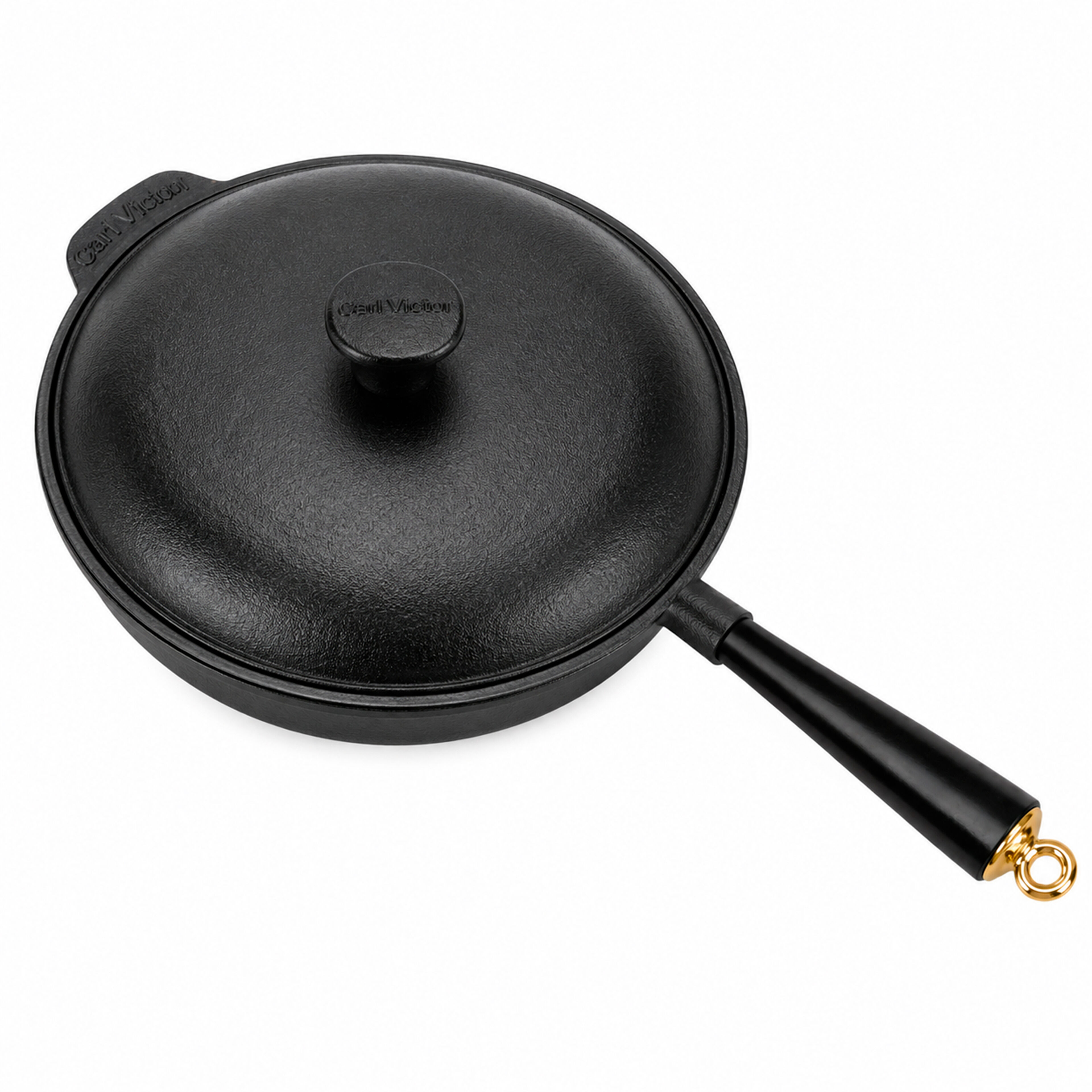 Gold stegepande med støbejernslåg 24 cm