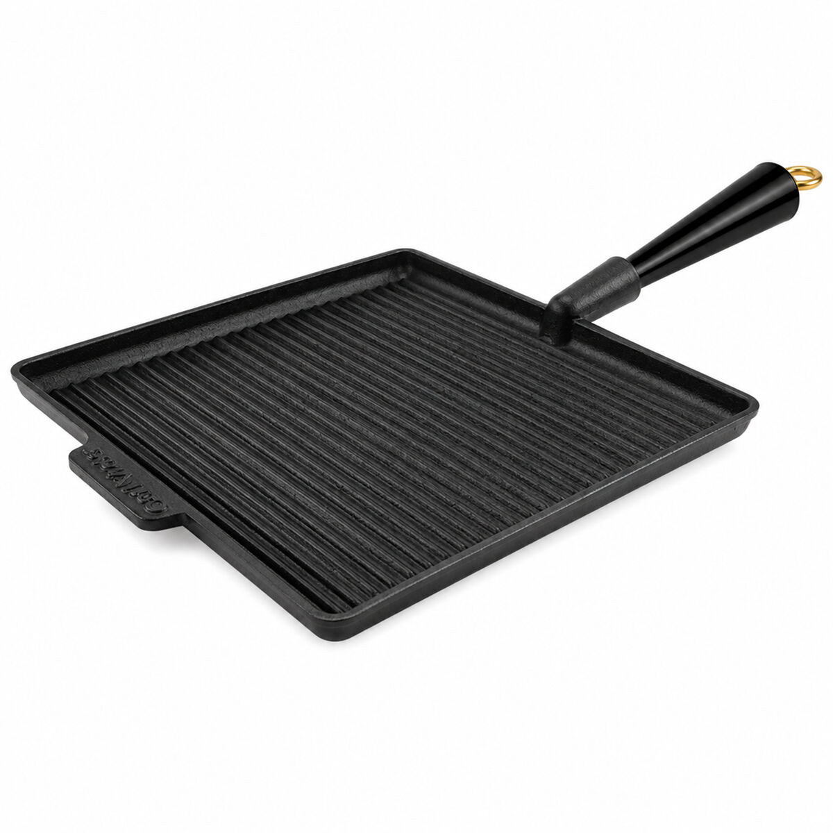 Gold firkantet grillpande 28 x 28 cm, støbejern