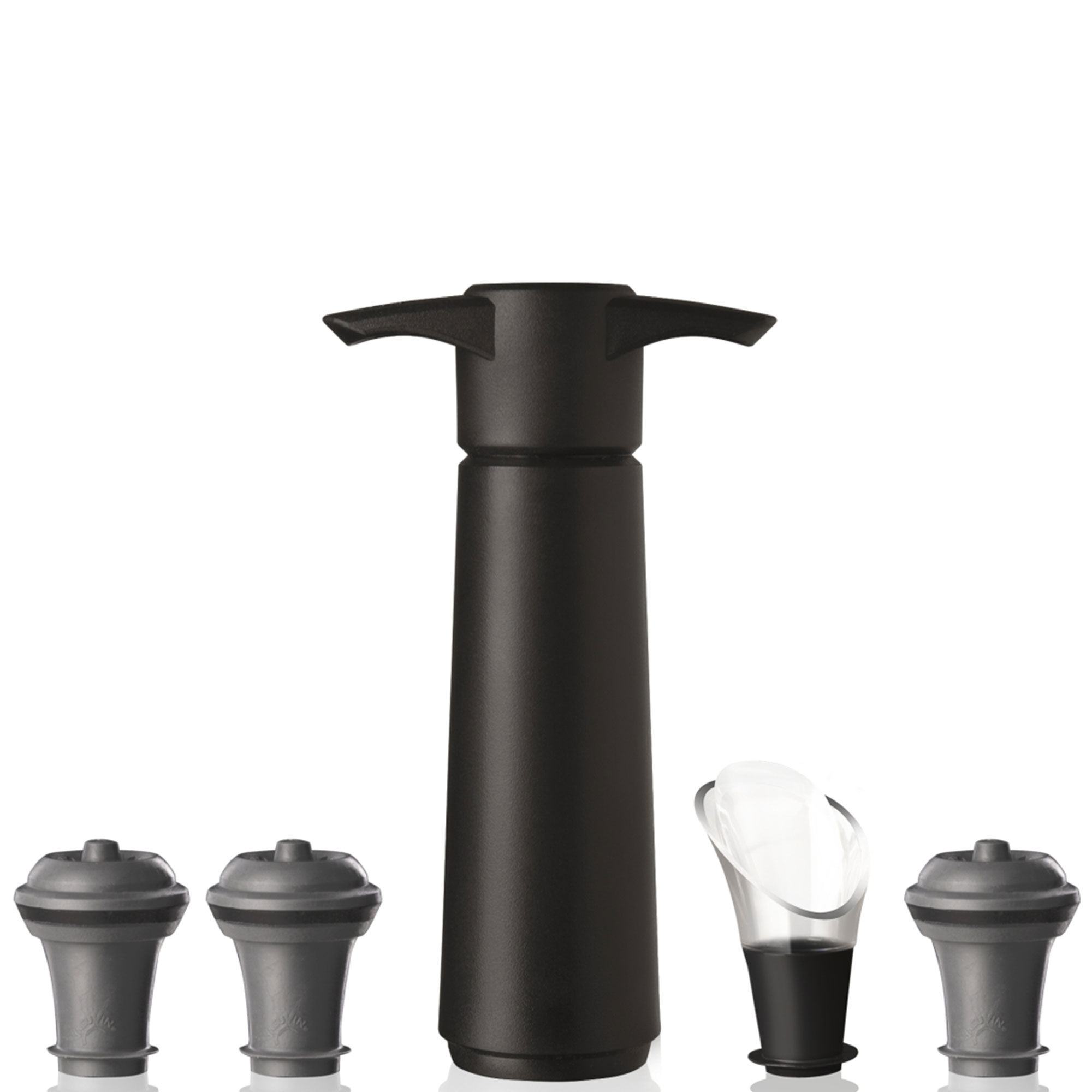 Vacu vin Wine Saver & Server vinpumpe-sæt, 5 dele, sort