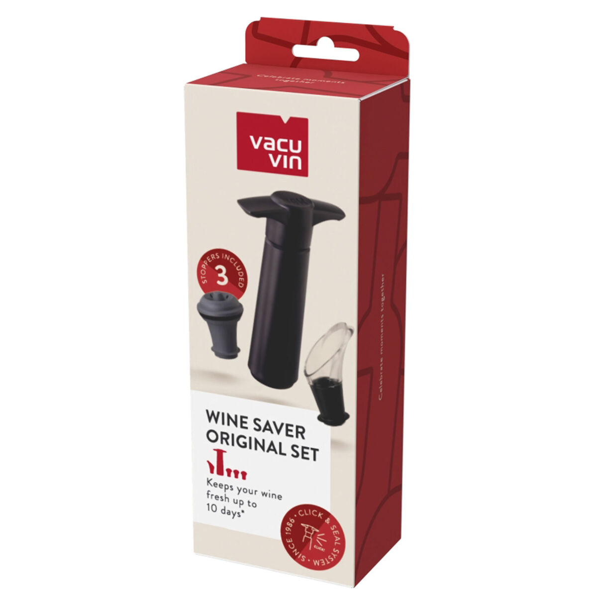 Wine Saver & Server vinpumpe-sæt, 5 dele, sort