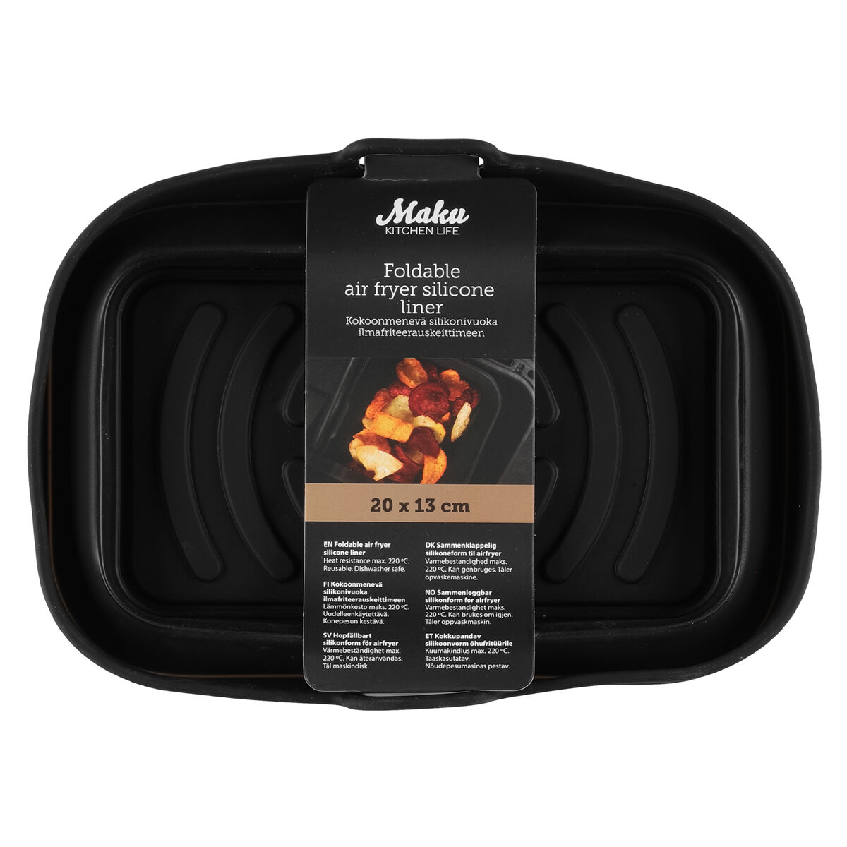 Silikoneform til airfryer 20 × 13 cm, sort