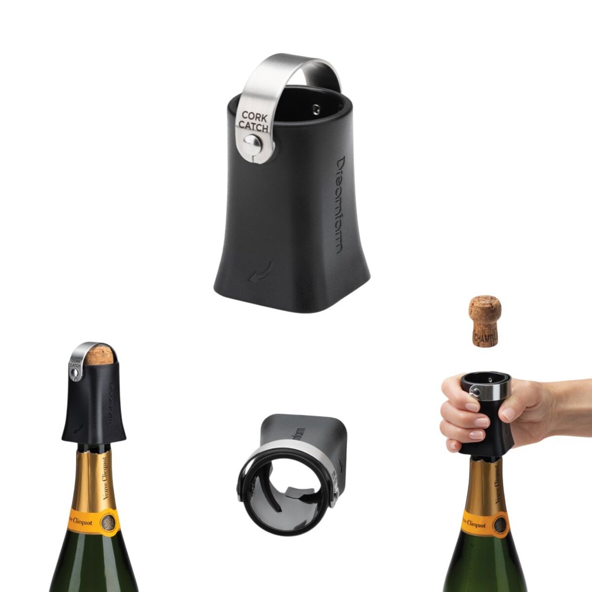 Champop champagneåbner, sort