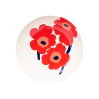 Unikko skål 16 cm, hvid/rød/blå