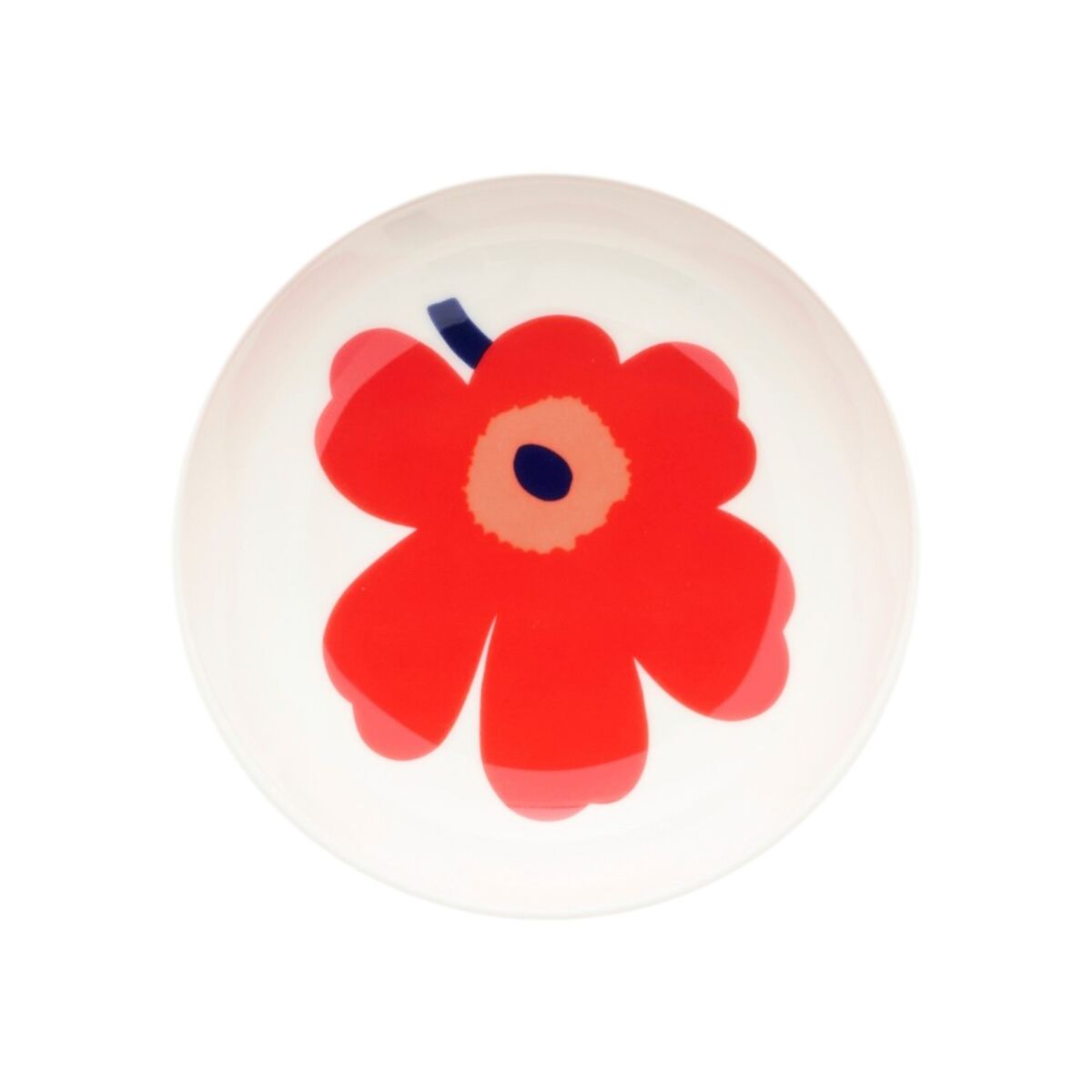 Unikko skål 13 cm, hvid/rød/blå