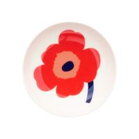 Unikko skål 9 cm, hvid/rød/blå