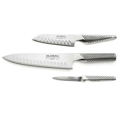 Global Knivset 3 delar (G-77 kockkniv, GS-90 santokukniv, GSF-15 skalkniv)