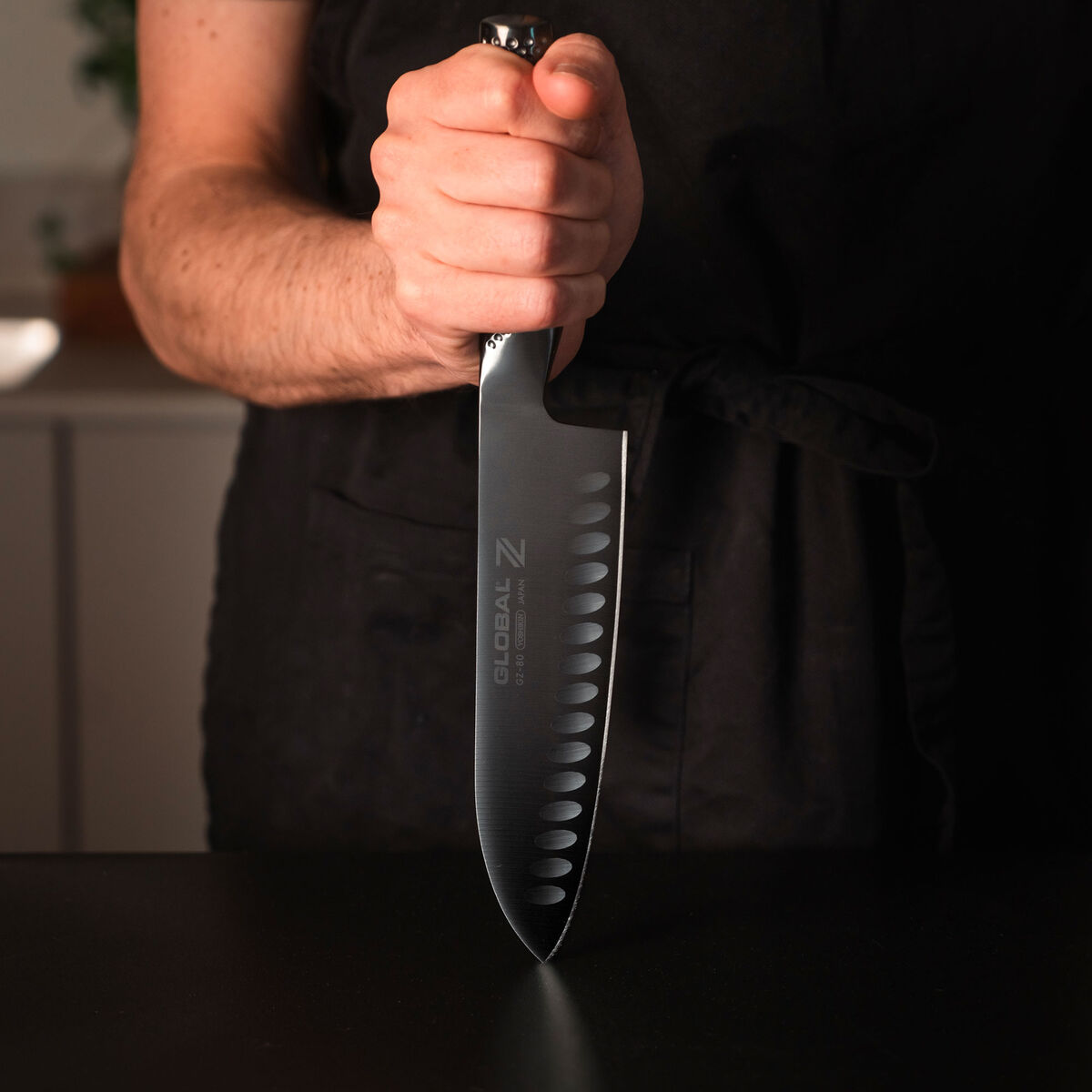 Santokukniv med DLC-beläggning 18 cm, olive