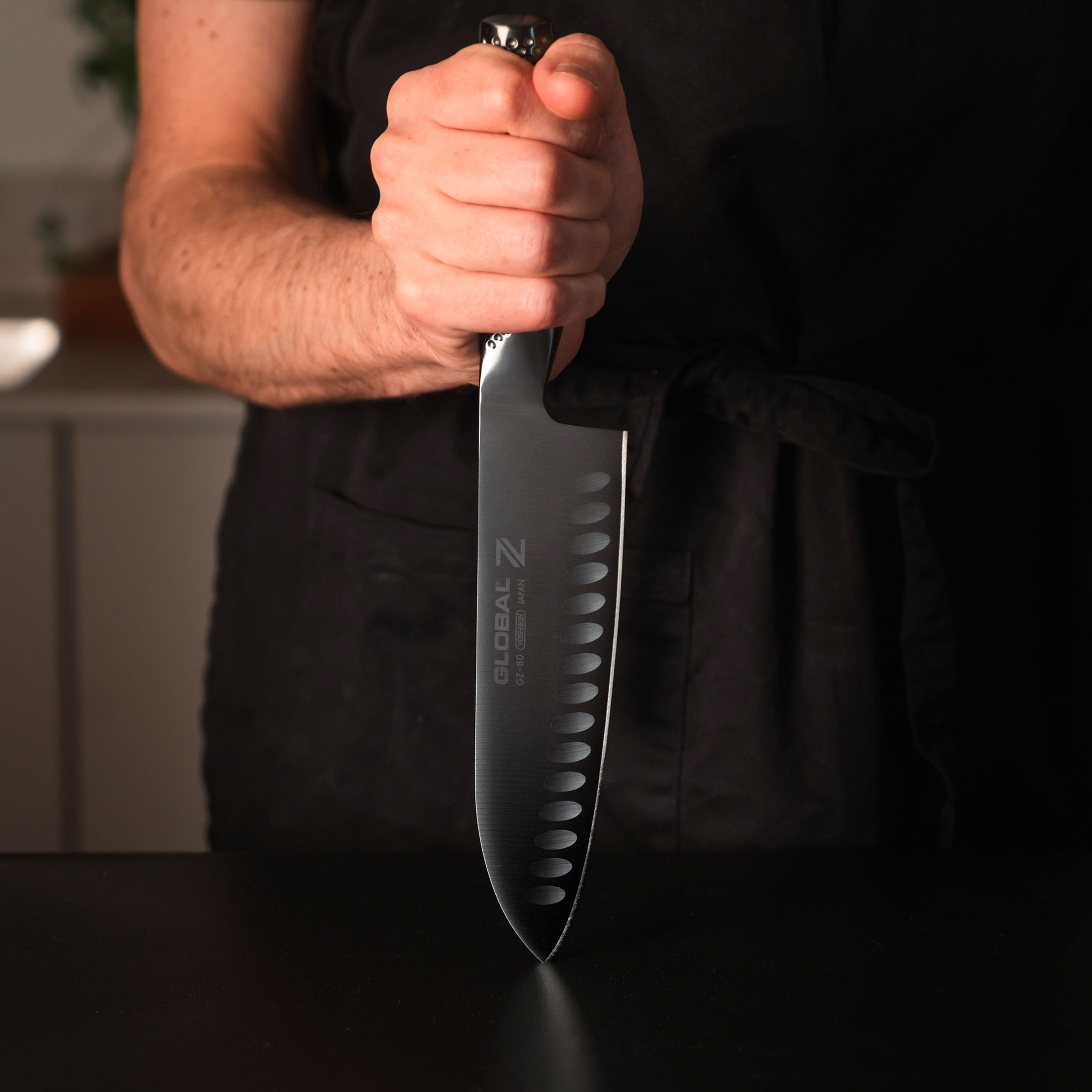 Santokukniv med DLC-beläggning 18 cm, olive