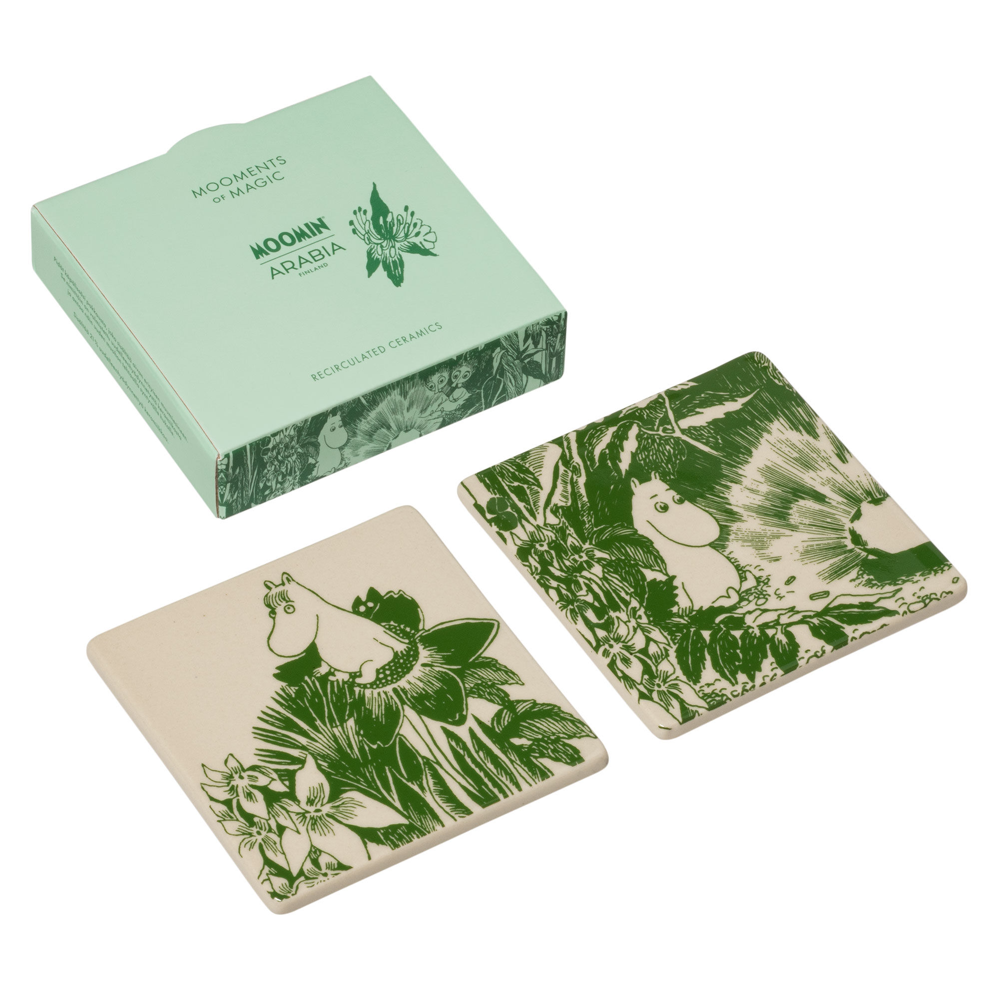 Moomin arabia Mystikens skog glasunderlägg 2-pack, grön