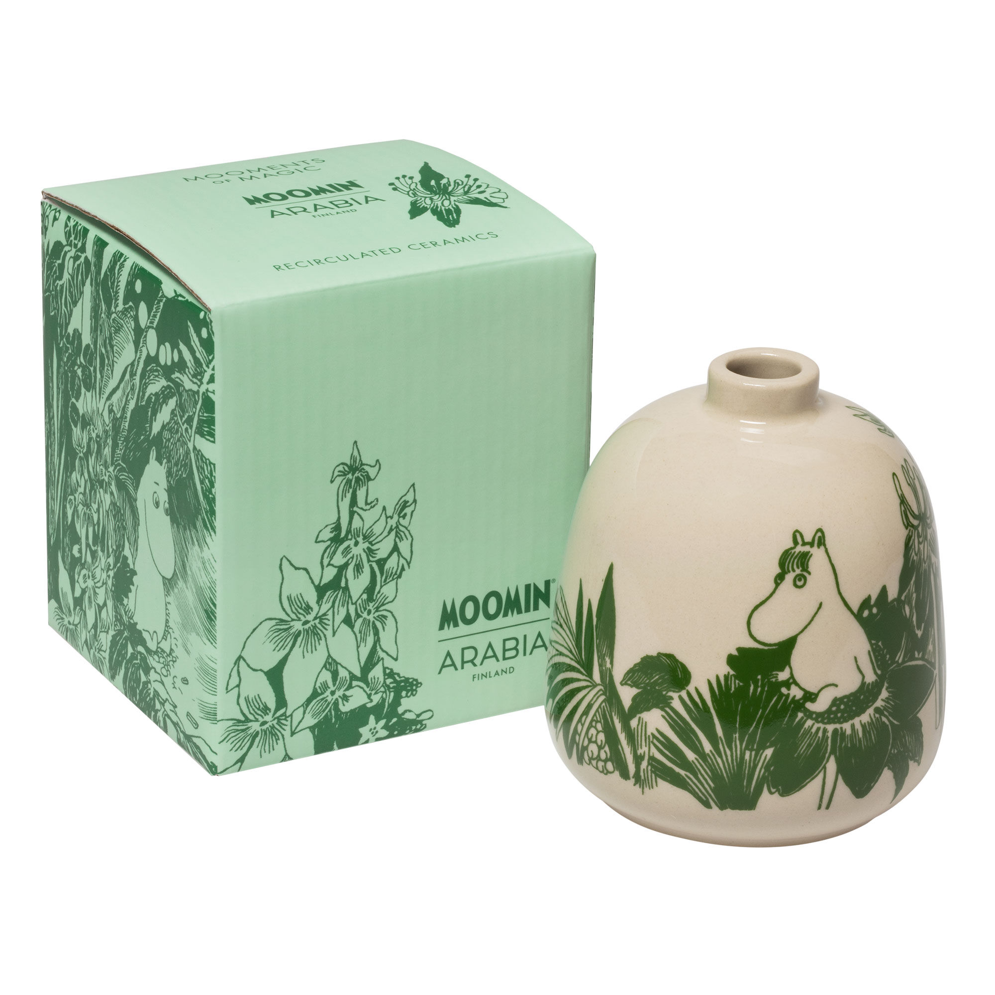 Moomin arabia Mystikkens skov vase 8,3 cm, gr&oslash;n