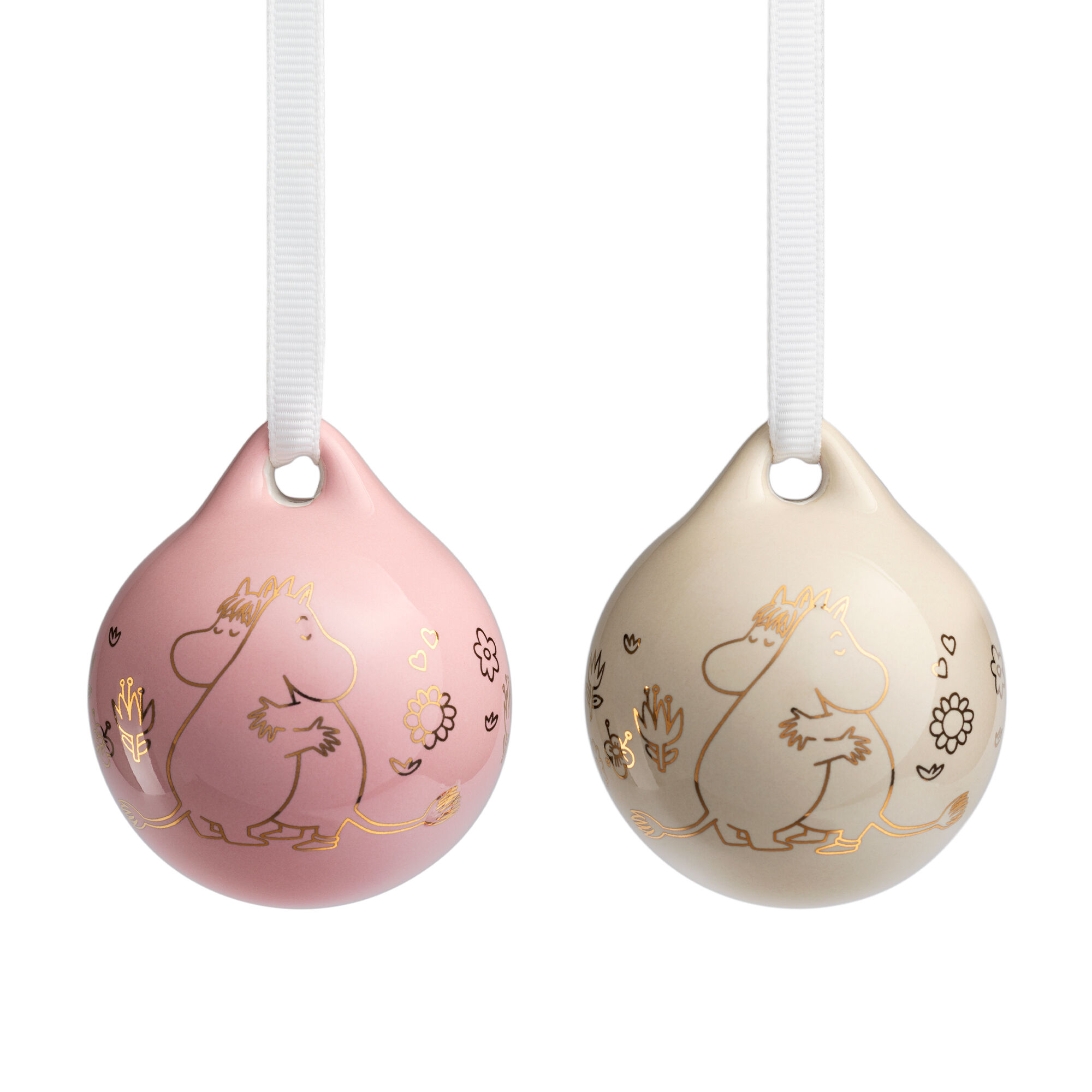 Moomin arabia Mumi julekugler kærlighedsgave 5 cm 2 stk, guld