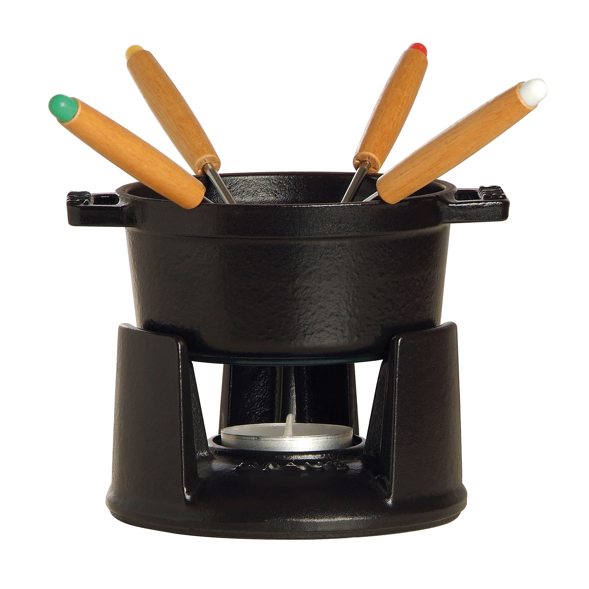 Staub Fonduesæt i støbejern, 10 cm, sort