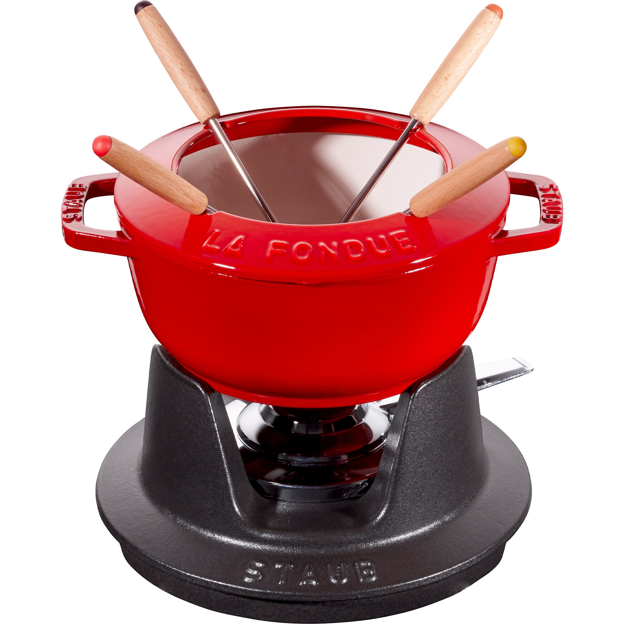 Staub Fonduesæt i støbejern 16 cm, kirsebærrød