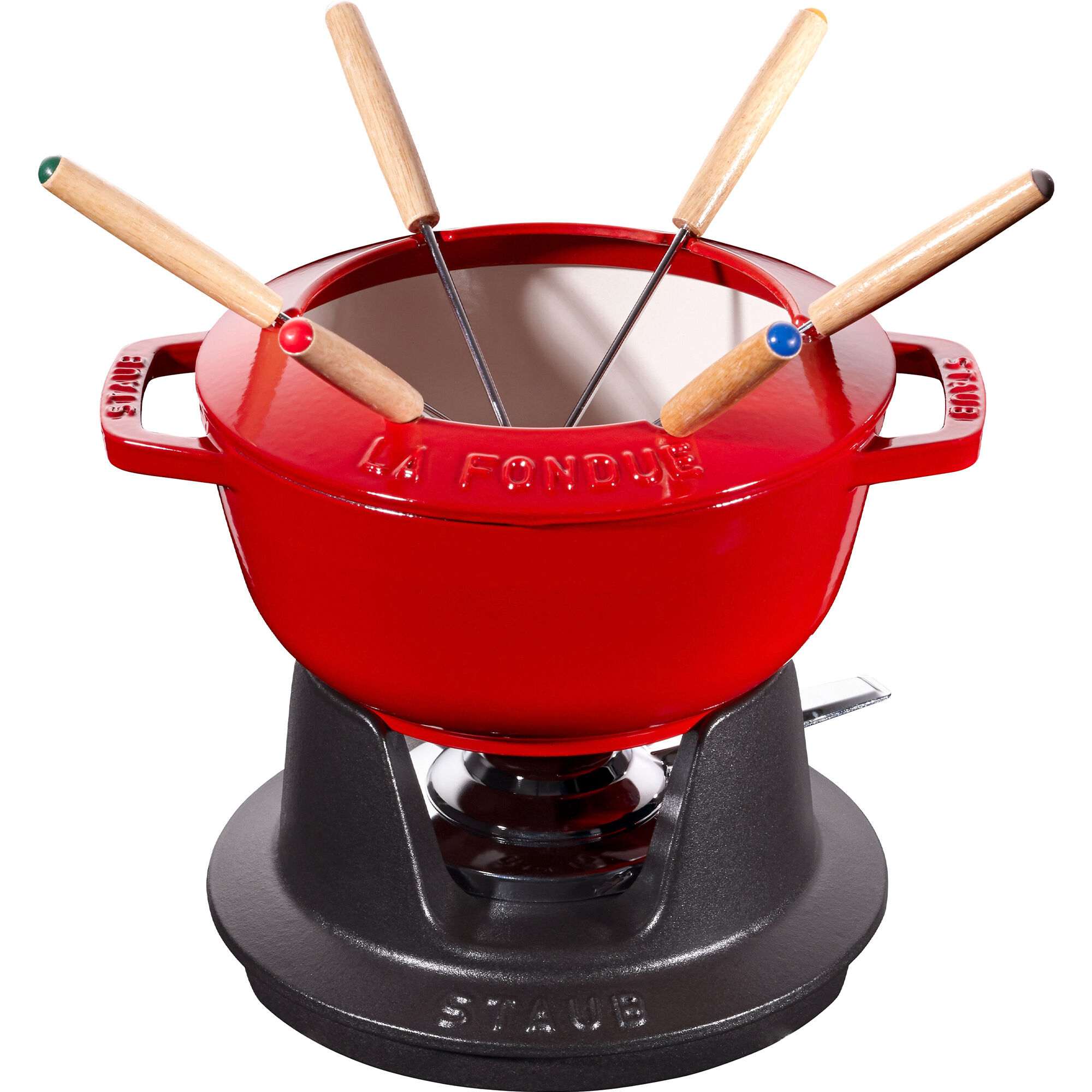 Staub Fonduesæt i støbejern 18 cm, kirsebærrød