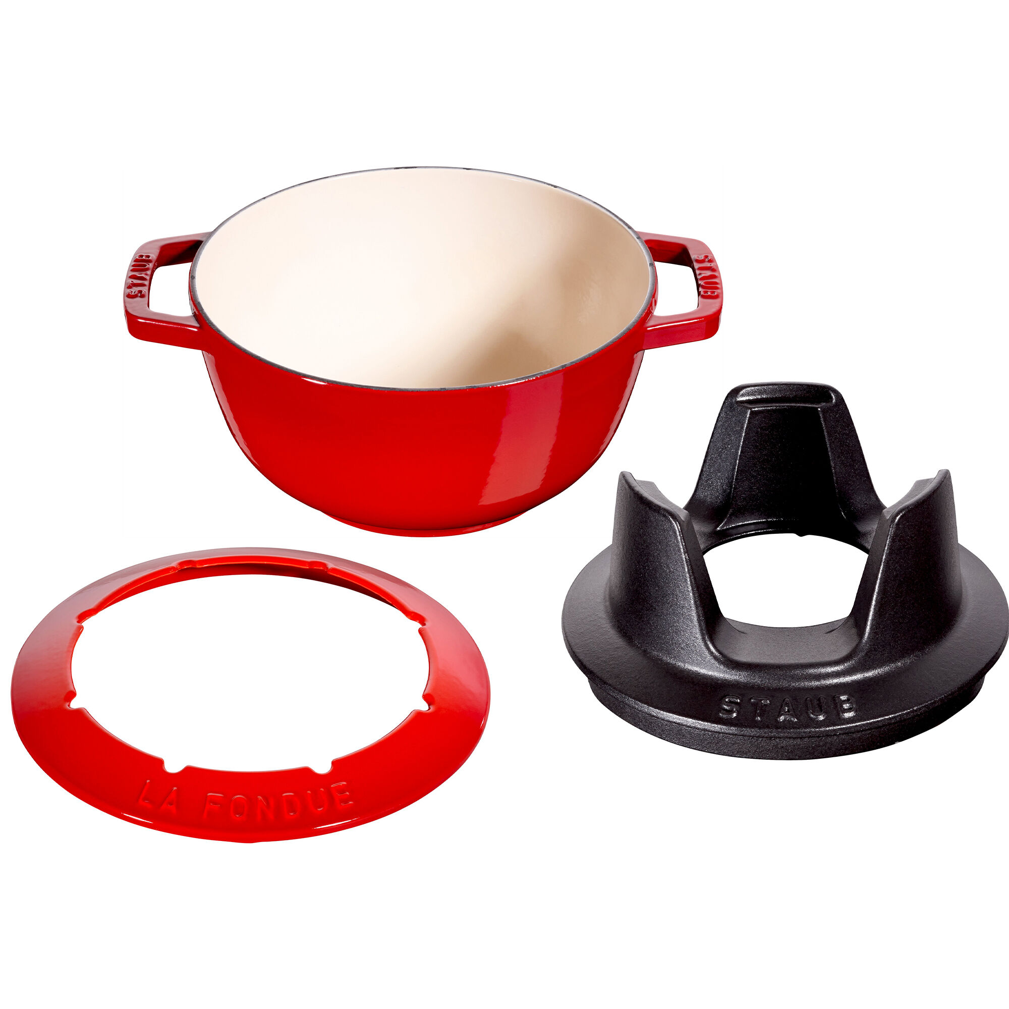 Staub Fonduesæt i støbejern 20 cm, kirsebærrød
