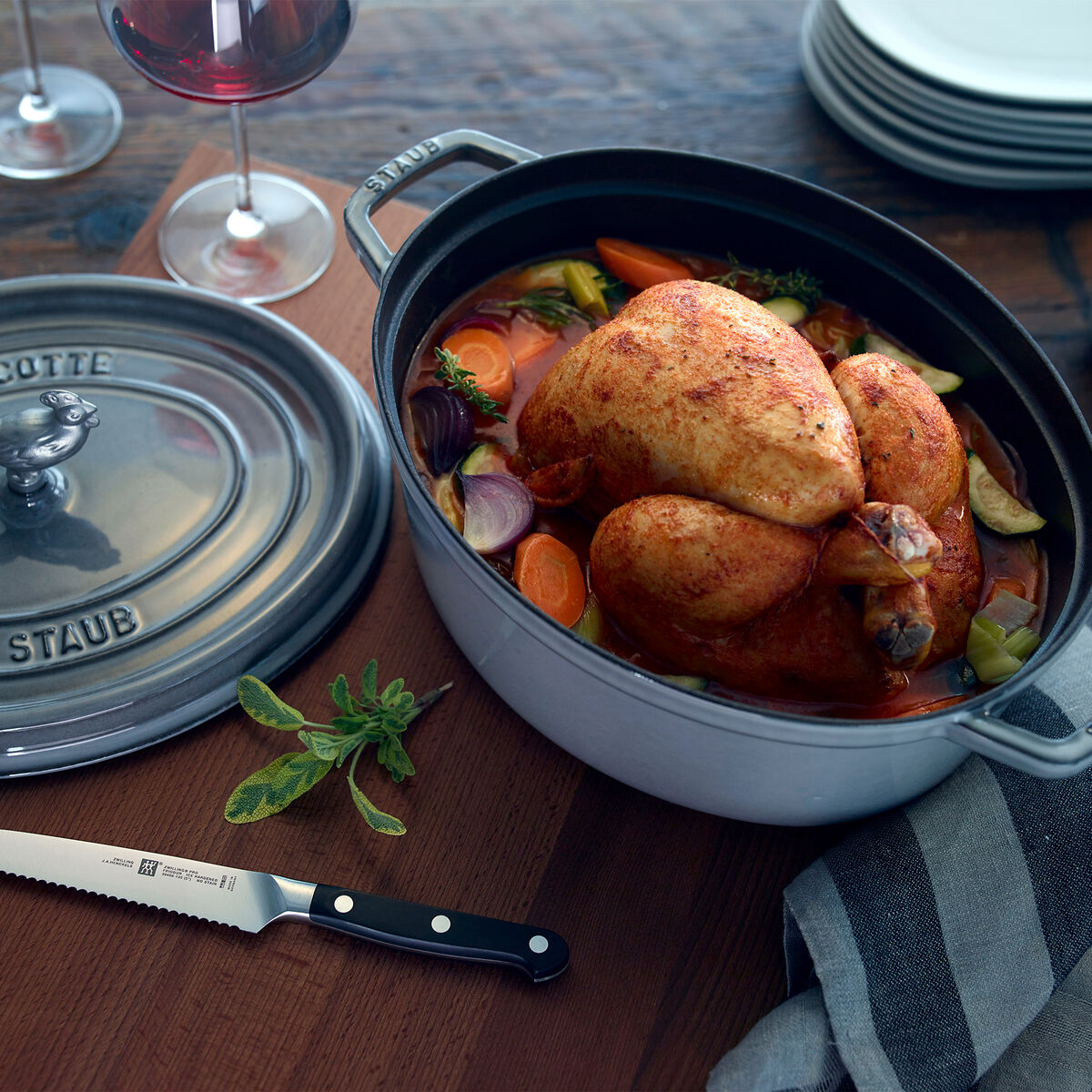 La Cocotte oval gjutjärnsgryta 8 liter, grafitgrå