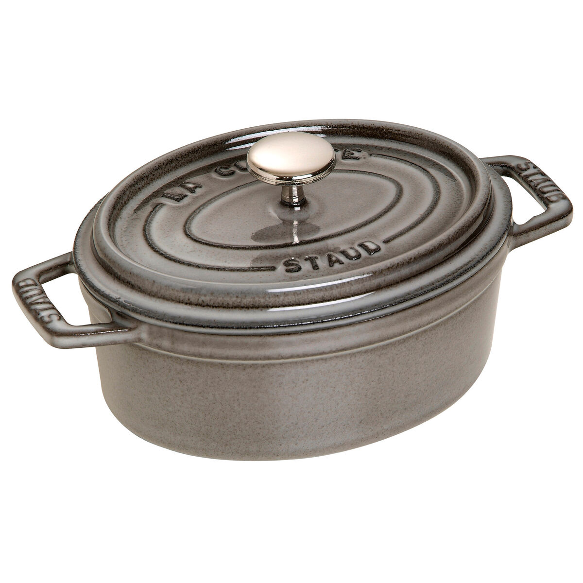 La Cocotte oval gjutjärnsgryta 15 cm / 0,6 liter, grafitgrå