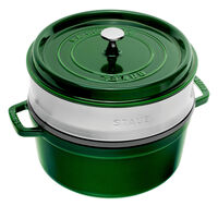 La Cocotte støpejernsgryte 26 cm med dampinnsats, grønn
